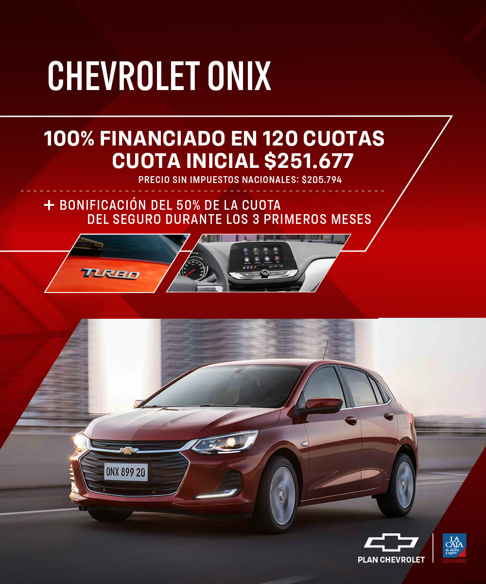 Chevrolet Onix 100% financiado en 120 cuotas