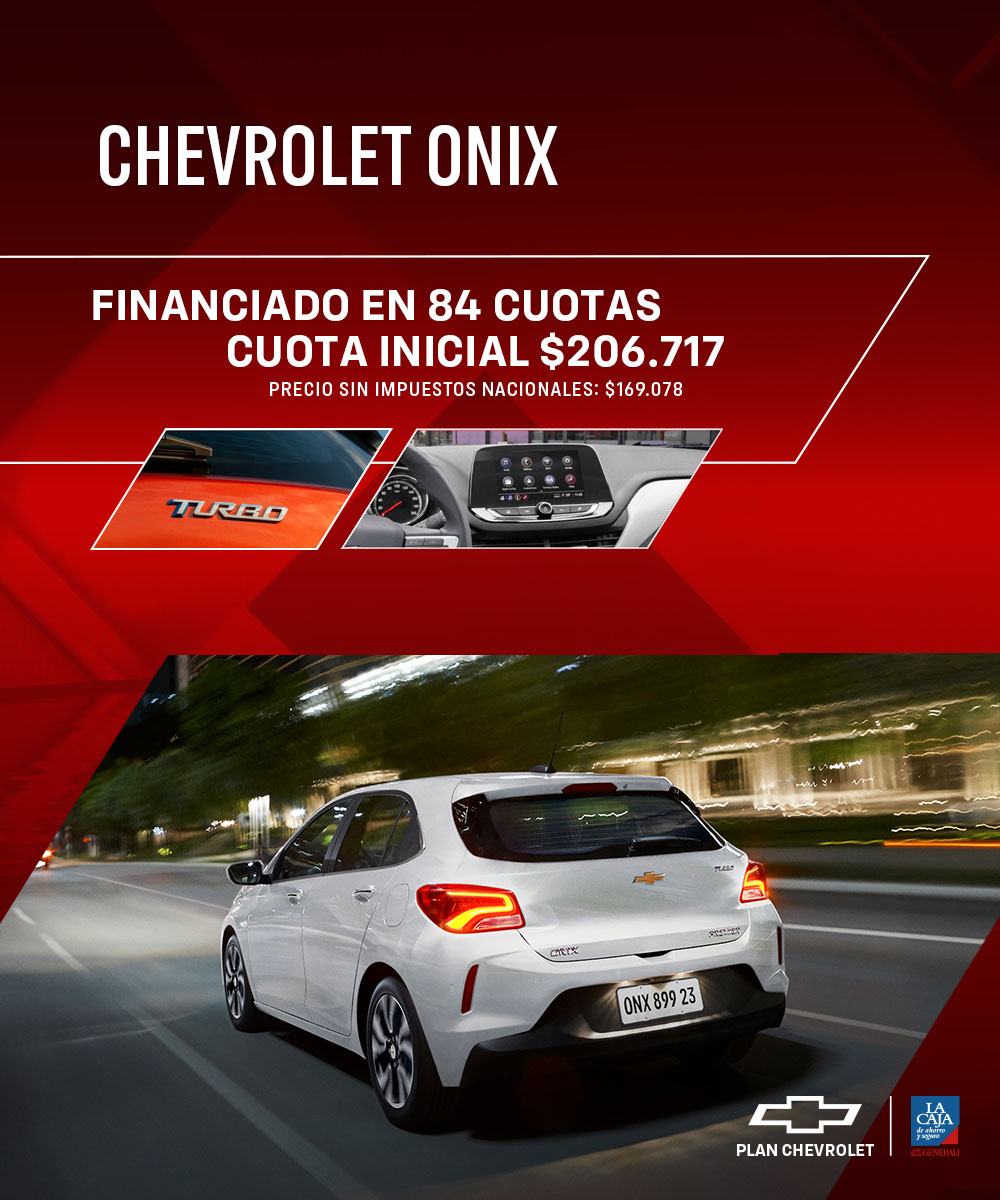 Chevrolet Onix financiado en 84 cuotas